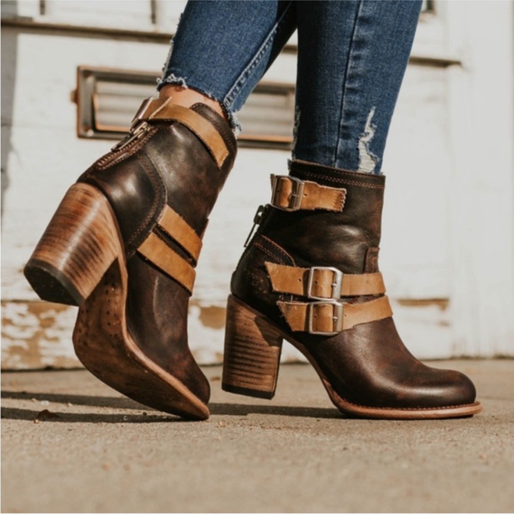 Freebird Baxter Buckle Leather Ankle Boots